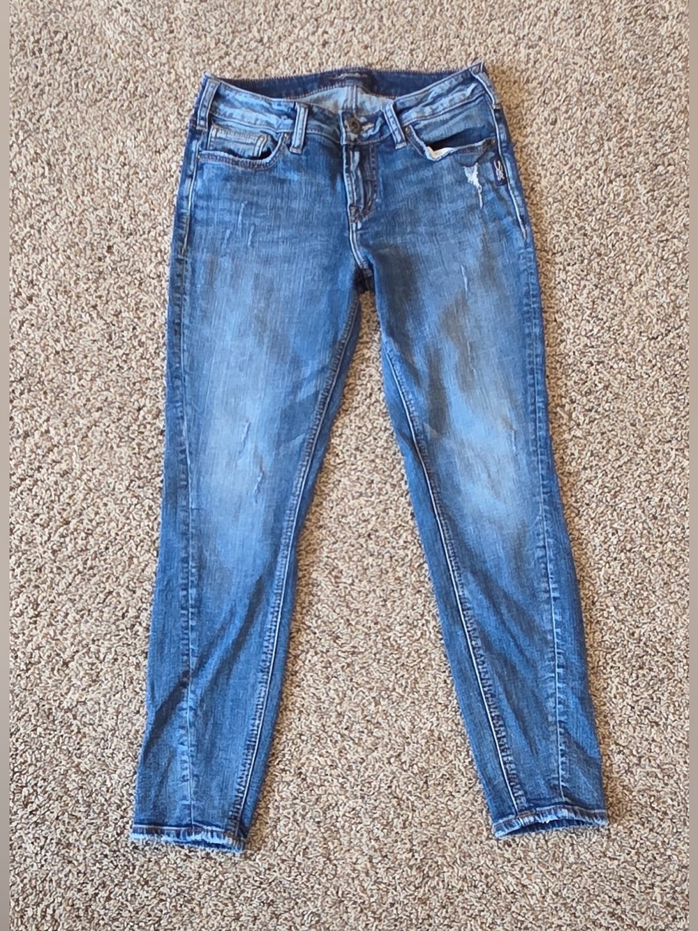 Women’s Silver Aiko Ankle Skinny Western Glove Works Jeans Size 28/27